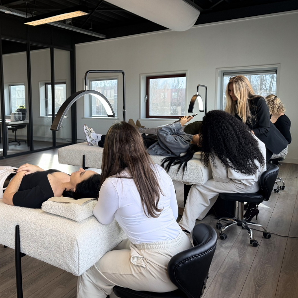 Training brow extensions in person