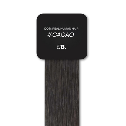 Cacao shade real human eyebrow hair extension by Sugar Browed – rich dark brown tone for bold, natural-looking brows using 100% human hair.