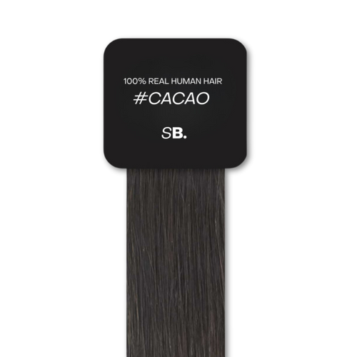 Cacao shade real human eyebrow hair extension by Sugar Browed – rich dark brown tone for bold, natural-looking brows using 100% human hair.